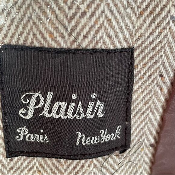 Vintage Plaisir Paris New York Spring Herringbone Wool Coat - Picture 8 of 11